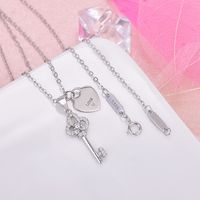 Wholesale New Heart Crown Key Original Necklace Solid Back Cover Imported Sterling Silver Plated wish Logo Christmas gift