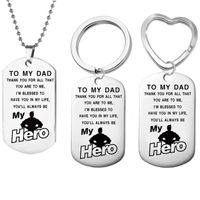 Wholesale Father s Day Gift To My Dad Thank You for All that you are to me Pendant Necklace Engraving Letter Dog Label Keychain To Dad s Family Gift