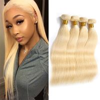 Wholesale Indian Virgin Remy Human Hair Blonde Bundles Double Wefts inch Silky Straight Hair Extensions Pieces One Set
