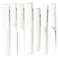 Wholesale Pro Hairdresser Carbon Comb In White Color Popular Heat Resistant Hair Cutting Comb Set In Designs Barber Favorite Set