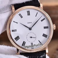 Wholesale Best Edition Calatrava R Rose Gold White Dial Cal PS Mechanical Hand Winding Mens Watch Colors Sapphire Glass Leather PB296b2