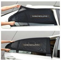 2pcs fen/être r/églable Pare-Soleil Maille Noire Couverture Maille Pare-Soleil Protection UV Protecteur de Voiture