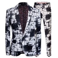 Wholesale Personality trend men s printing suit Europe and the United States fashion nightclub bar men singer stage suit sets M XL