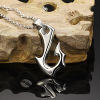 Wholesale Beach Suffer Necklaces Diamond Stainless Steel Fish Hook Pendant Personality Generous Designer Accessories For Men Choker Necklace Jewelry