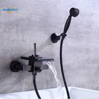 Wholesale Shower Faucets Square Wall Mounted Waterfall Glass Spout Bathroom Bath Handheld Shower Set Tap Mixer Bathtub ORB Faucet