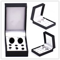 Wholesale Cuff Link Collar button black white Cufflinks box packed cufflinks French button cufflinks for Christmas present Free TNT Fedex