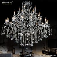 Wholesale Chandeliers Lights Large Arms Wrought Iron Indoor Home Fixture Chrome Crystal Pendant Light De Sala Hanging Lamp for Living room Bedroom