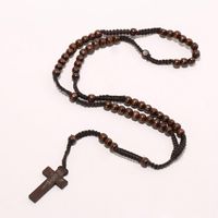 Wholesale Retro Style Cross Necklaces amp Pendants For Men Women Wooden Rosary Bead Cross Pendant Necklaces Prayer Jewelry