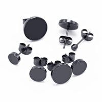 Wholesale 1Pair Mens Ear Studs Earrings Stainless Steel Round Ear Button Black mm mm Punk Style Pendientes Brincos Anti allgergic New