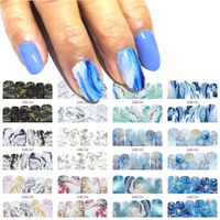 Wholesale 12 designs gradient marble art sticker fashion full cover image decals nail transfer water foils new arrival bn1345