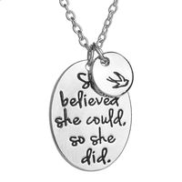 Wholesale JG1 Hand stamped quot she believed she could so she did quot Disc Swallow Charms Pendant Necklace For Women Best Friends Inspirational Jewelry K8141