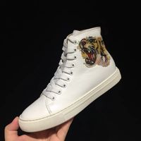 Wholesale Designer high top Casual Shoes textured leather with angry cat tiger dragon appliqué sneaker for men women size