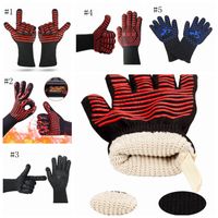 Wholesale BBQ Gloves Heat Resistant Grilling Gloves Baking Barbecue Oven Mittens Centigrade Fire prevention Bakeware Designs DSL YW1627