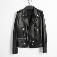 Donna Vera Pelle Di Agnello Pelle Motocicletta Slim Fit Designer Giacca Da Motociclista