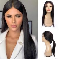 Wholesale KISSHAIR natural color x4 lace closure wig straight Brazilian human hair wig to inch front lace wig with baby hair