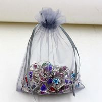 Wholesale Hot Sales Silver Gray With Drawstring Organza Gift Bags x9cm x11cm x18cm Wedding Party Christmas Favor Gift Bags