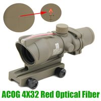 Wholesale Hunting Rifle Scope ACOG X32 Fiber Optics Red Dot Illuminated Chevron Glass Etched Reticle Tactical Real Fiber Sight