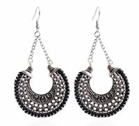 Wholesale Hot Style Vintage Tibetan silver ethnic wind earrings woven u shaped flower basket exaggerated carved earrings fashion classic exquisite ele