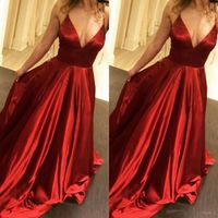 Wholesale Red Prom Dresses Evening Wear Formal Gowns Party Black Couple Day Plus Size Spaghetti Straps A line K19 Cheap Sexy Backless