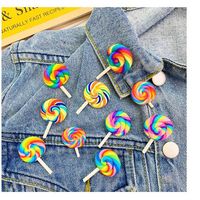 Wholesale Rainbow Lollipop Brooch Candy Badge Coat Sweater Dress Jacket Pin Brooches Women Men Cute Pins