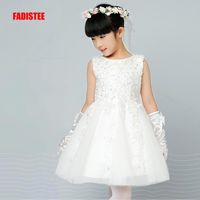 Wholesale FADISTEE New Arrival pink Tulle Pretty Flower Girl Dresses soft lace Baby Girl Infant lace Dress Kids Formal Wear beads lace