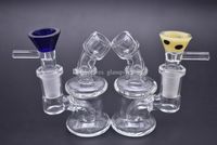 Wholesale Top quality Oil Rig Hookah Heady Water Pipe Recycler Percolator Bubbler Small Beaker Bong mm joint with color bowl chepest price