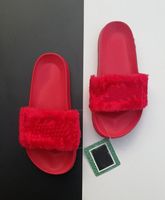 Wholesale Hot Sale Designer Slipper Faux Fur Burgundy Slide Slippers Ladies Indoor Purple Pink Sandals