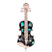 Wholesale Enamel Abalone Shell Guitar Shape Brooch Crystal violin Music Club Badge Suit Lapel Pins Musician Brooches