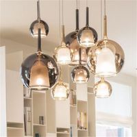 Wholesale nordic Smoke gray glass pendant lights for mini bar counter cafe Italian design stairs hanging lamp indoor fixture led luminaire