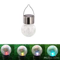 Wholesale Solar Powered Color Changing outdoor led light ball Crackle Glass LED Light Hang Garden Lawn Lamp Yard Decorate Lamp