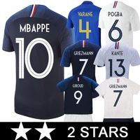 Maillot France 2018 World Cup Champions Maillot De Foot Avec La 2 Me étoile Soccer Jersey Nouveau 2018 Griezmann Mbappe Coupe Du Monde Maillots Pogba