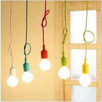 Wholesale Modern Pendant Lights Colors DIY Lighting Multi color Silicone E27 Bulb Holder Lamps Home Decoration Fabric Cable