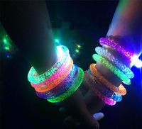 Wholesale Led Glitter Bracelet Bandgle LED Crystal Gradient Color Hand Ring Acrylic Glow Flash Light Sticks Party Dance Xmas Supplies
