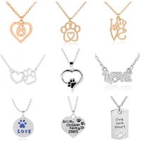 Wholesale Fashion Heart Dog Paw Pendant Necklaces For Women Silver Gold Plated Link Chains Chokers Necklace Party Jewelry Gift