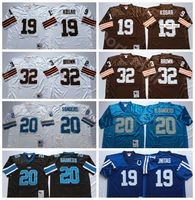 Wholesale NCAA Football Barry Sanders Jersey Jim Brown Bernie Kosar Johnny Unitas Man Vintage White Blue All Stitched Good