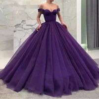 Wholesale Purple Puffy Quinceanera Dresses Ball Gown evening gowns Off The Shoulder Sweetheart Birthday Party vestido de baile Sweet Dresses