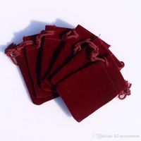 Wholesale BURGUNDY Sizes velvet jewelry pouch gift present package fit for necklace bracelet earring Christmas Bags