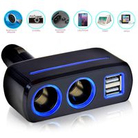 Wholesale Car Cigarette Lighter Socket Splitter Plug Converter Auto Dual USB V W LED Charger Power Adapter For Phone MP3 DVR GPS