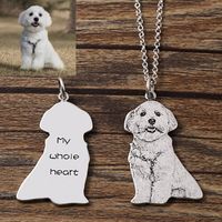 Wholesale Fashion S925 silver custom dog and cat photo pet Necklace Name Pendant shadow jewelry necklace Teddy dog gift souvenir gift