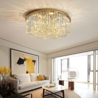 New Design Contemporary Round Crystal Chandelier Ceiling Light Gold Crystal Chandeliers Lighting Led Ceiling Lamp For Living Room Bedroom