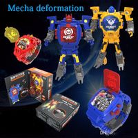 Wholesale Hot Action figures selling toy Deformation of the Robot watch electronic display creative deformation toy kong children deformation watch