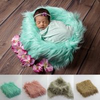 Wholesale 75X50cm Newborn Baby Infant Photo Blanket Fake Fur Rug Blanket Plush Photography Background Prop Basket Stuffer Filler