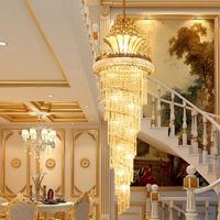 Wholesale DHL LED Modern Luxury Villa Hotel Large Engineering Crystal Ceiling Light Gold Europe Style Foyer Lamps Living Room