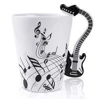 Wholesale Fashion Ceramic Coffee Cup with Handle Guitar Mug Music Note Mug Guitar Gift for Friend Father Mother ml