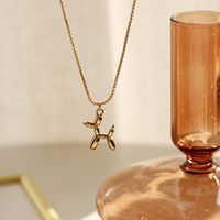 Wholesale Personality Titanium Steel Gold Chain Birthday Gift Cute Dog Pendant Necklace Creative Girls K Gold Plated Women Necklace