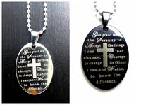 Wholesale Serenity Prayer Silver Black oval Jesus stainless steel pendants necklace Christian God the serenity jewelry