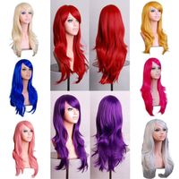 Wholesale 70CM Loose Wave Synthetic Wigs for Women Cosplay Wig Blonde Blue Red Pink Grey Purple Hair for human party Halloween Christmas Gift