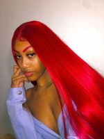 Wholesale New unprocessed virgin remy human hair long red silky straight full front lace wig cheap for women