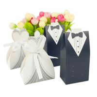 Wholesale 50pairs Bride And Groom Dresses Wedding Candy Box Gifts Favor Box Wedding Bonbonniere DIY Event Party Supplies