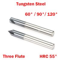 1Pc 4.0mm 3 Flute 60 Degree Tungsten Solid Carbide HRC55 Chamfering End Mill